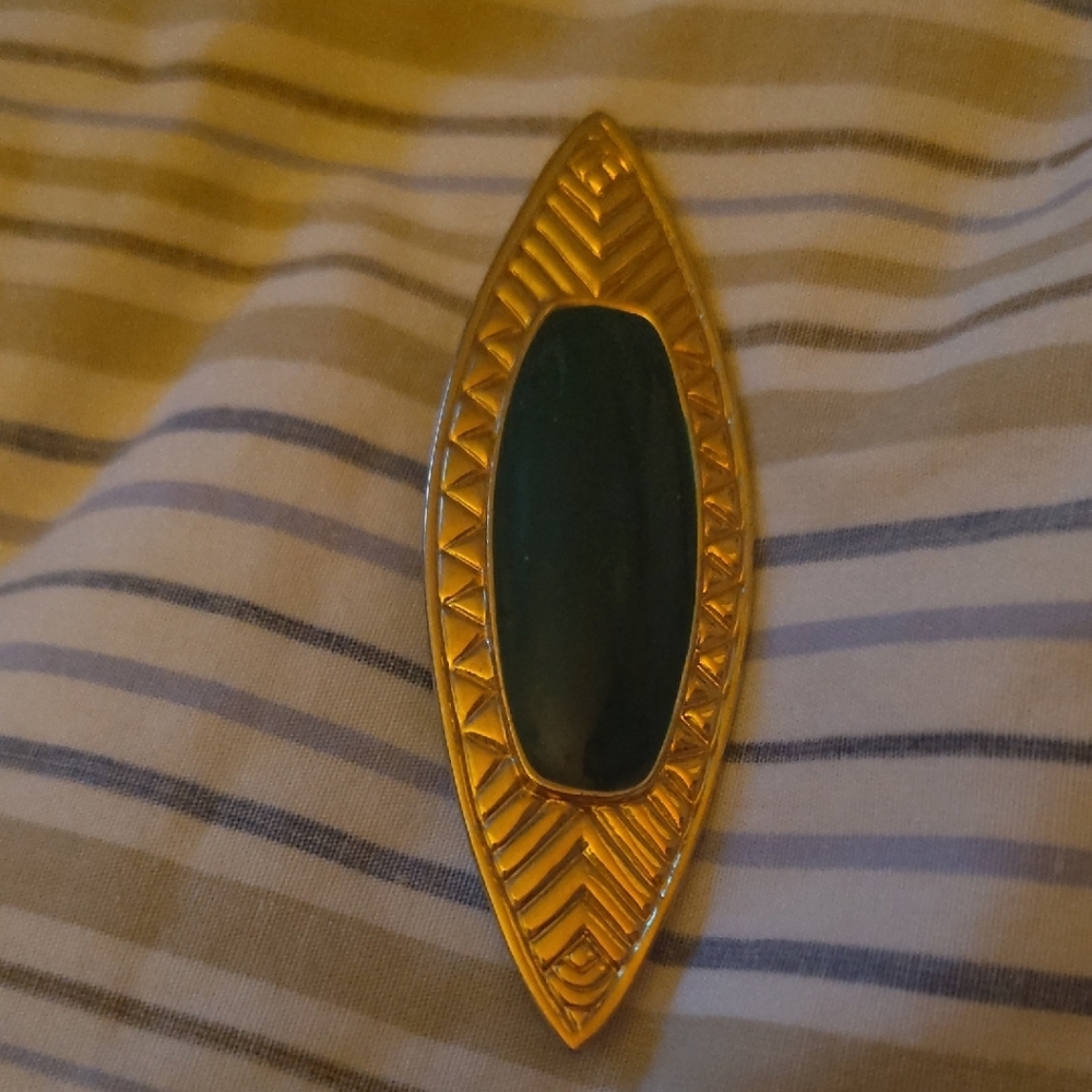 Vintage Gold and Green Art Deco Brooch
